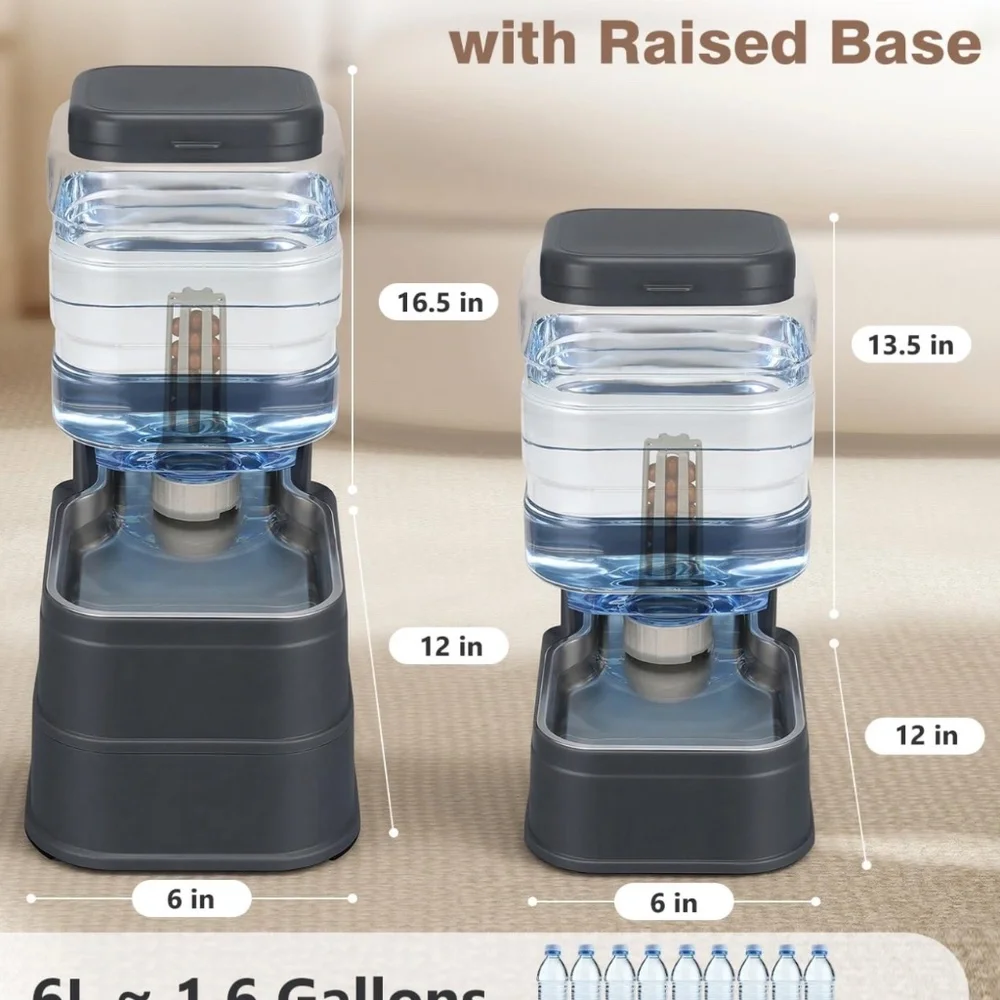 6 Liter gravity fed automatic water dispenser with stainless steel bowl